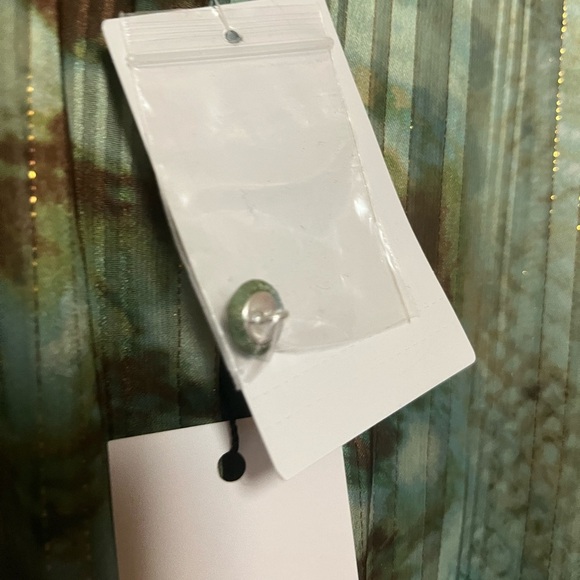 NWT Socialite Print Metallic Smocked Long Sleeve Minidress in Green Olive XL - Picture 7 of 10